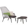 Slow chair met Ottoman loungestoel bruin/créme / poedercoating aubergine