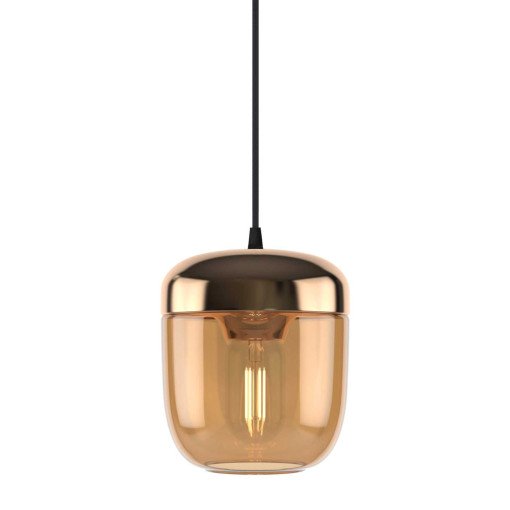 Acorn hanglamp Ø14 zwart snoer, amber messing