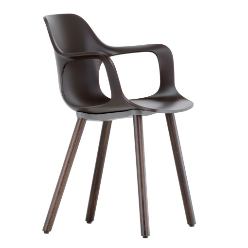 Hal Armchair Wood stoel zwart met notenhout onderstel