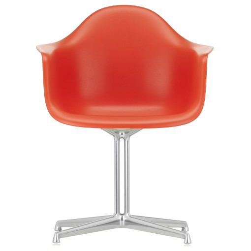 Eames DAL stoel gepolijst aluminium onderstel, Poppy Red