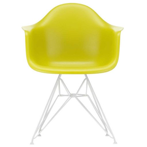 Eames DAR stoel wit gepoedercoat onderstel, Mustard