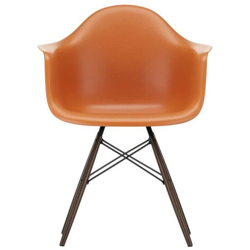 Eames DAW stoel donker esdoorn onderstel, Rusty Orange