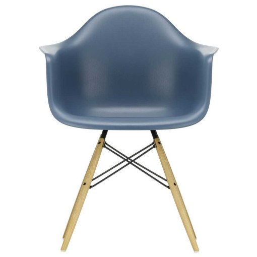 Eames DAW stoel geelachtig esdoorn onderstel, Sea Blue