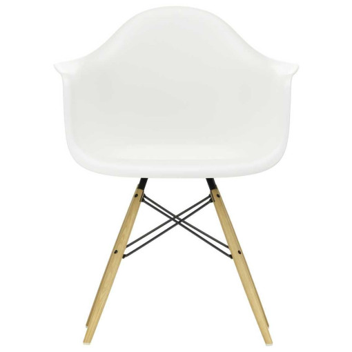 Eames DAW stoel geelachtig esdoorn onderstel, White