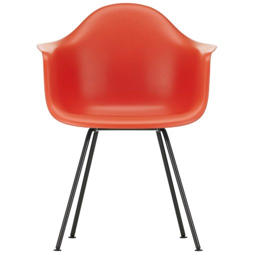 Eames DAX stoel zwart gepoedercoat onderstel, Poppy Red