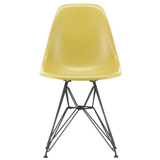 Eames DSR Fiberglass stoel zwart onderstel, light ochre