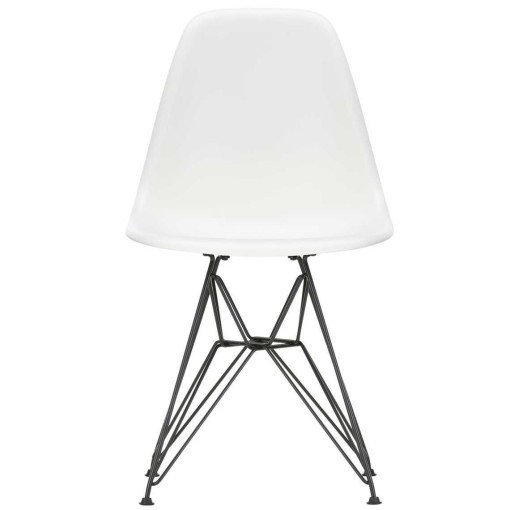 Eames DSR stoel zwart gepoedercoat onderstel, White