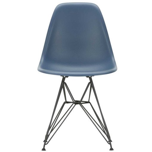 Eames DSR stoel zwart gepoedercoat onderstel, Sea Blue