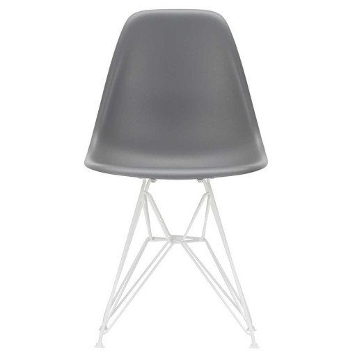 Eames DSR stoel wit gepoedercoat onderstel, Grantie Grey