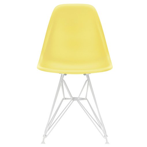 Eames DSR stoel wit gepoedercoat onderstel, Citron