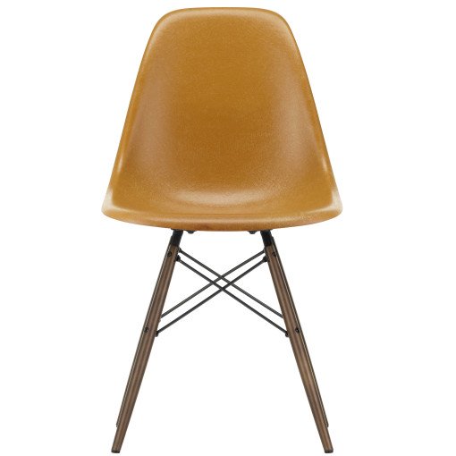 Eames DSW Fiberglass stoel esdoorn donker, ochre dark