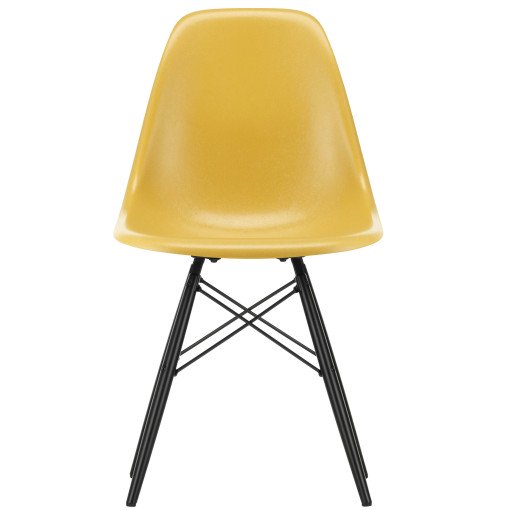 Eames DSW Fiberglass stoel esdoorn zwart, ochre light