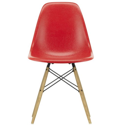 Eames DSW Fiberglass stoel essen honing, classic red