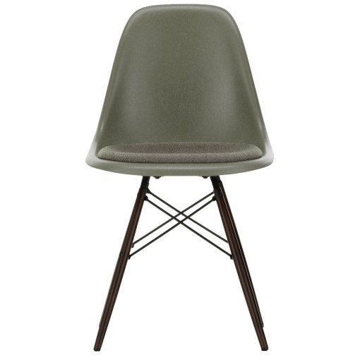 Eames DSW stoel fiberglass vast zitkussen warm grey, Umber