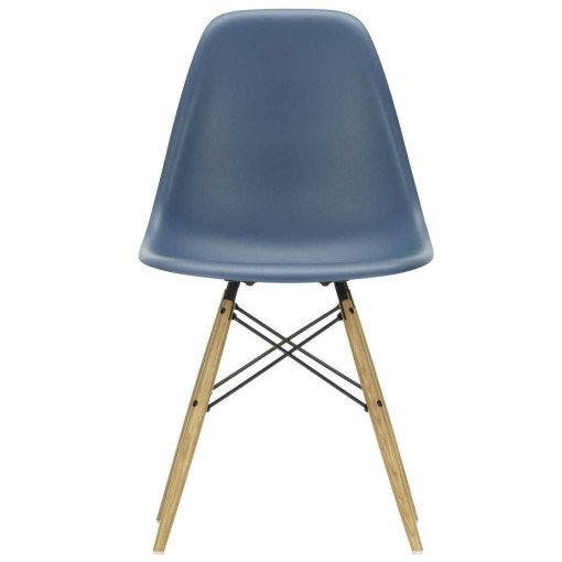 Eames DSW stoel geelachtig esdoorn onderstel, Sea Blue