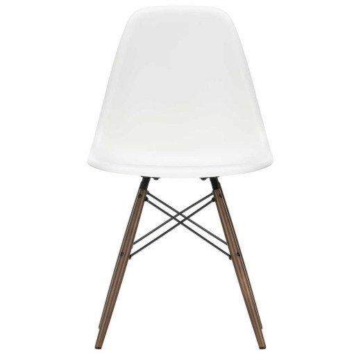 Eames DSW stoel donker esdoorn onderstel, White