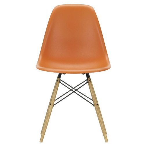 Eames DSW stoel met essen onderstel, Rusty Orange