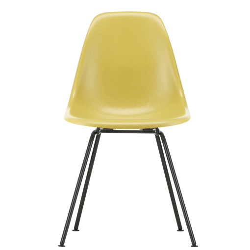 Eames DSX Fiberglass stoel zwart onderstel, ochre light