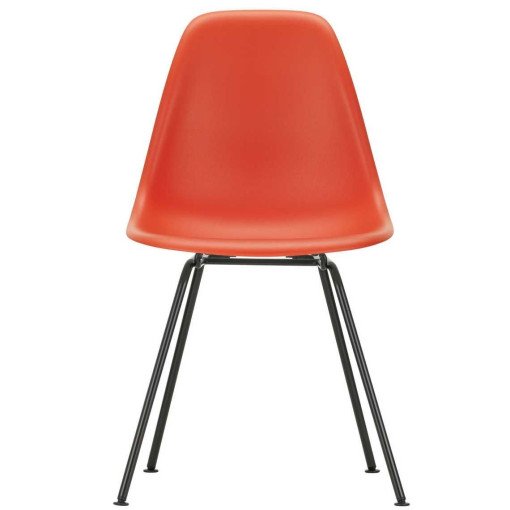 Eames DSX stoel zwart gepoedercoat onderstel, Poppy Red