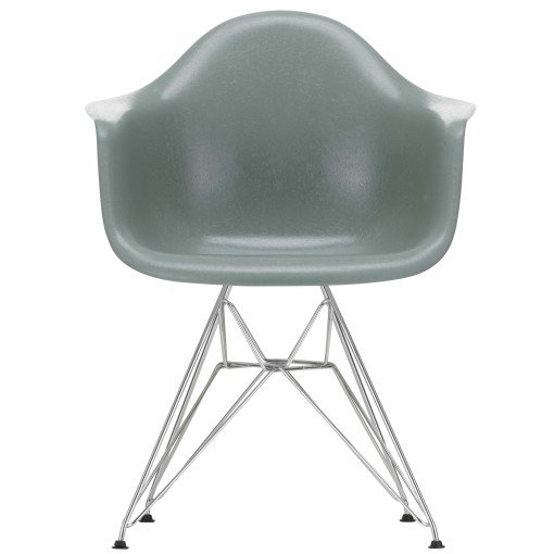 Eames DAR Fiberglass stoel chroom, sea foam green