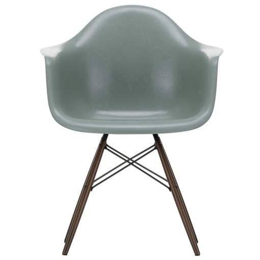 Eames DAW Fiberglass stoel donker esdoorn, sea foam green