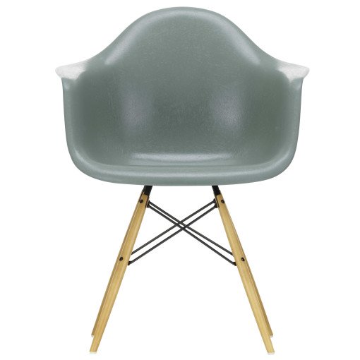 Eames DAW Fiberglass stoel geelachtig esdoorn,sea foam green