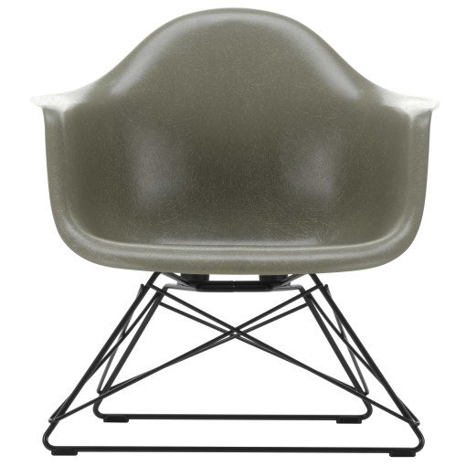 Eames LAR Fiberglass loungestoel zwart, raw umber