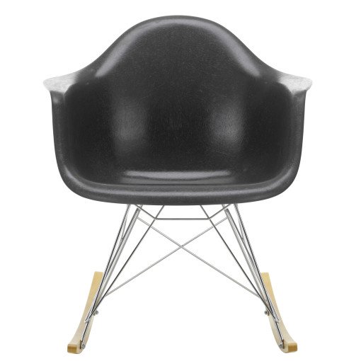 Eames RAR Fiberglass schommelstoel esdoorn goud, elephant hide grey