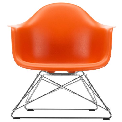 Eames LAR loungestoel verchroomd onderstel, Rusty Orange