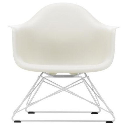 Eames LAR loungestoel wit onderstel, Pebble