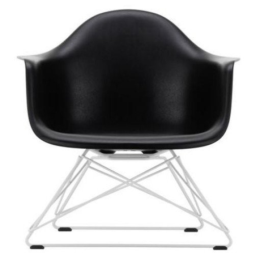 Eames LAR loungestoel wit onderstel, Deep Black