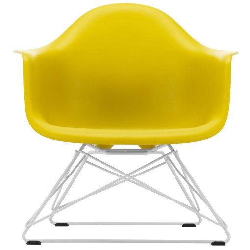 Eames LAR loungestoel wit onderstel, Mustard