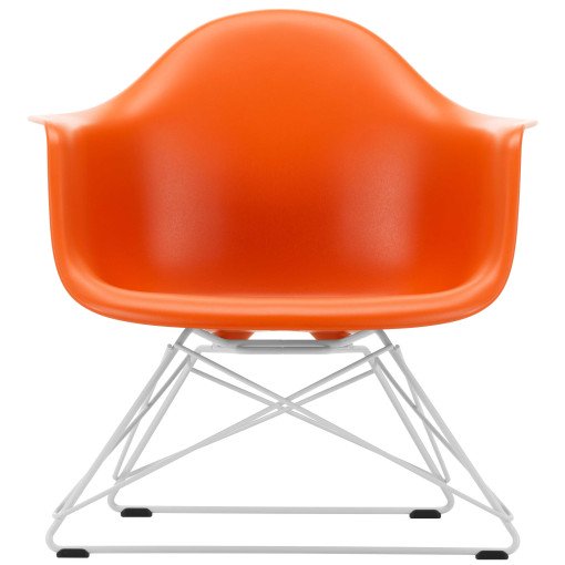 Eames LAR loungestoel wit onderstel, Rusty Orange