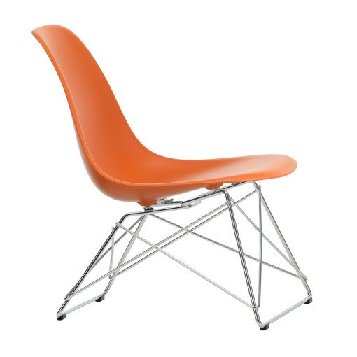 Eames LSR fauteuil verchroomd onderstel, Rusty Orange