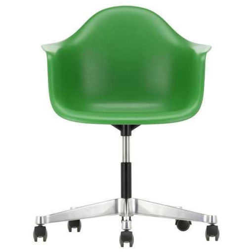 Eames PACC stoel, draaibaar met wielen groen