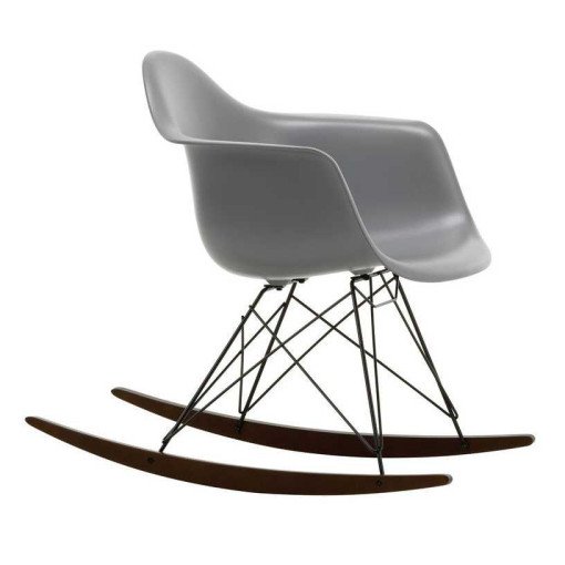 Eames RAR schommelstoel esdoorn donker onderstel, Granite Grey