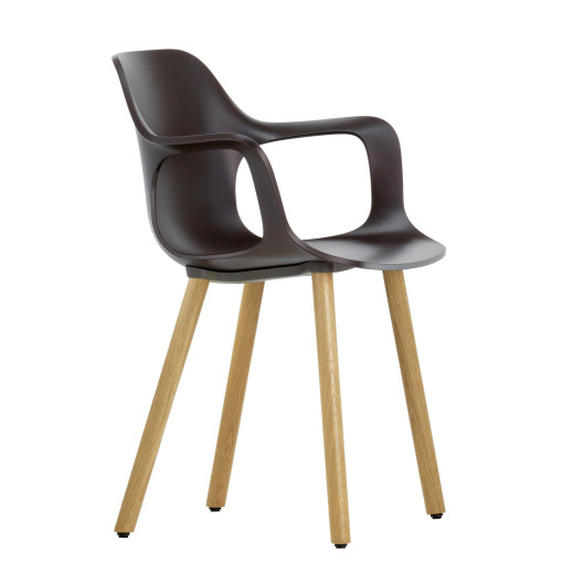 Hal Armchair Wood stoel naturel eiken onderstel, chocolade