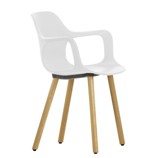 Hal Armchair Wood stoel naturel eiken onderstel, wit