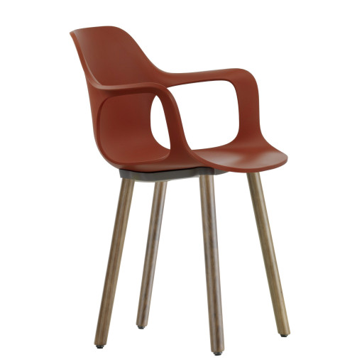 Hal Armchair Wood stoel notenhout onderstel, baksteen