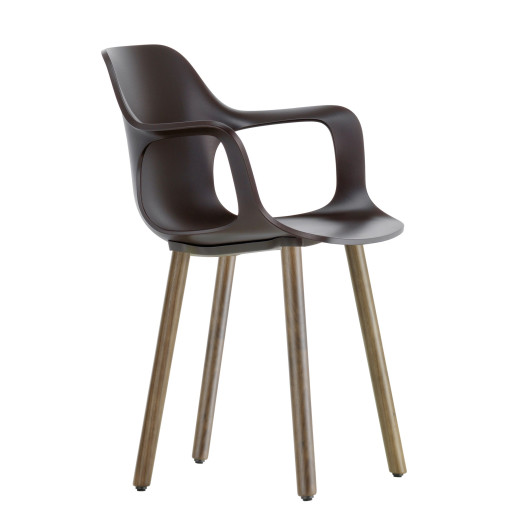 Hal Armchair Wood stoel notenhout onderstel, chocolade