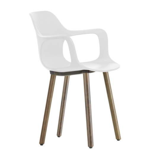 Hal Armchair Wood stoel notenhout onderstel, wit