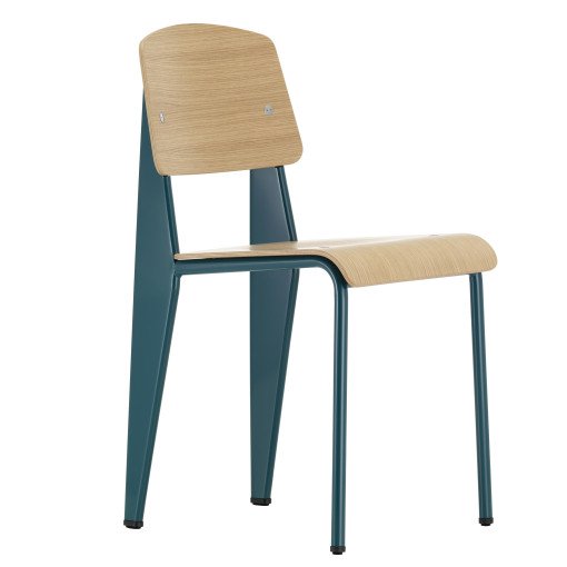 Standard stoel shell light oak, base bleu dynastie