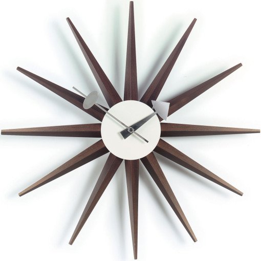 Sunburst Clock klok Ø47 walnoot