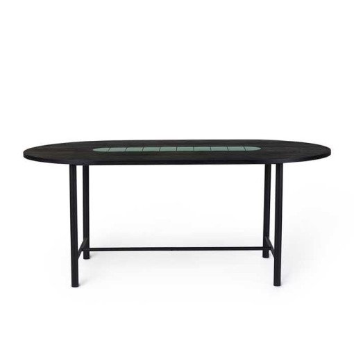 Be My Guest tafel 180 zwart eiken met groen detail