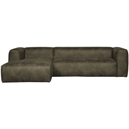 Bean bank met chaise longue links leer army