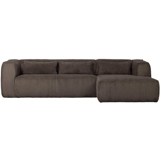 Bean bank met chaise longue rechts rib mud