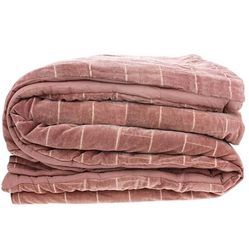 Hk Living Hkliving Shabby Velvet Bedsprei Nude 230X250 hk living kopen in de aanbieding