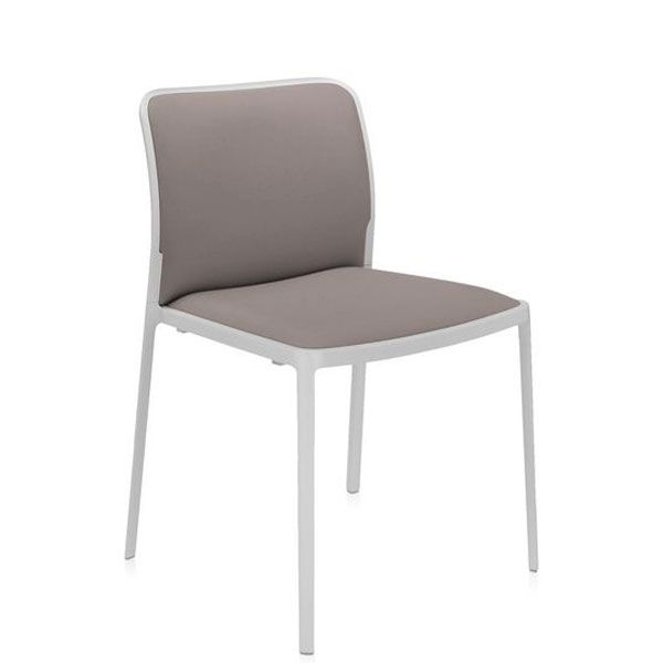 Kartell Audrey Soft Stoel Met Wit Onderstel Bekleding Beige kartell kopen in de aanbieding
