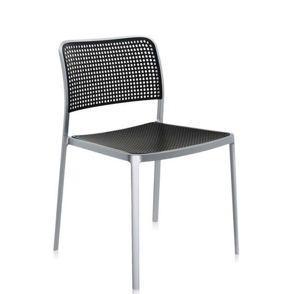 Kartell Audrey Tuinstoel Zwart Met Aluminium Frame Zonder Armleuningen kartell kopen in de aanbieding