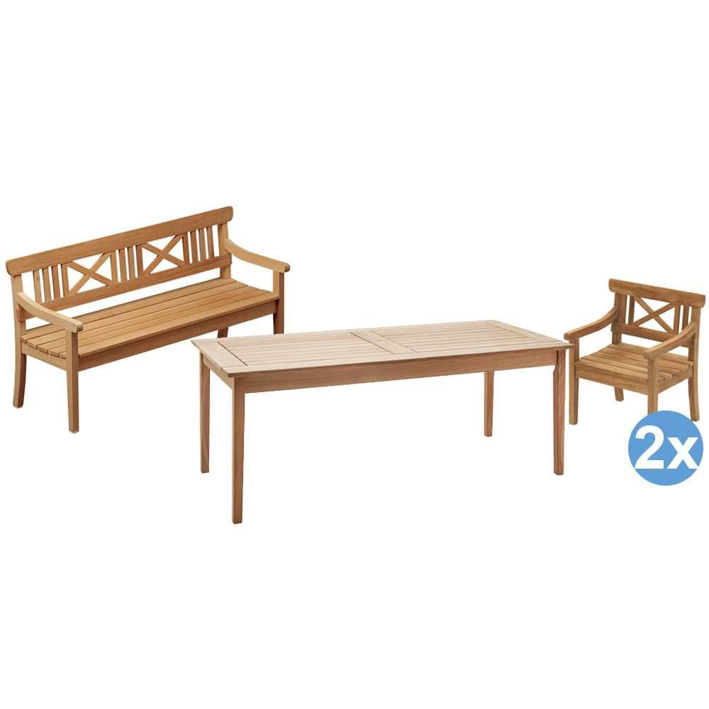 Skagerak Drachmann Tuinset 190X86 Tafel 2 Stoelen Tuinbank skagerak kopen in de aanbieding